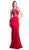 Cinderella Divine - Sleeveless Bedazzled Halter Neck Sheath Dress