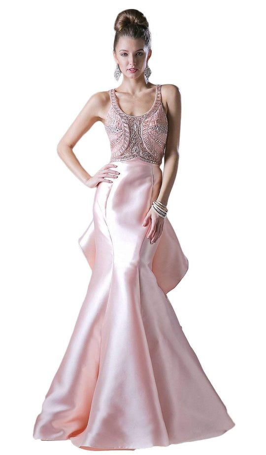 Cinderella Divine - Embellished Scoop Ruffled Mermaid Dress
