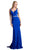Cinderella Divine - Mock Two Piece Ruffled Sheath Dress in Blue