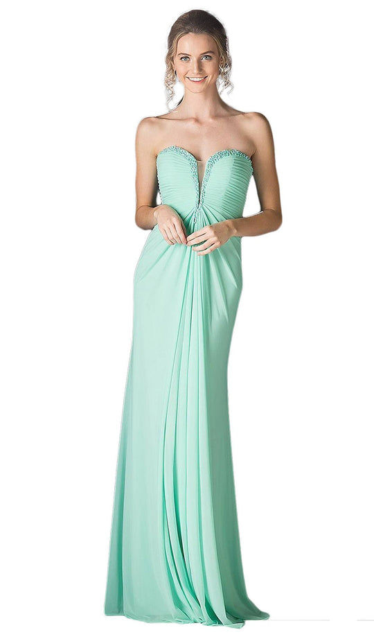 Cinderella Divine - Embellished Ruched Plunging Sweetheart Dress