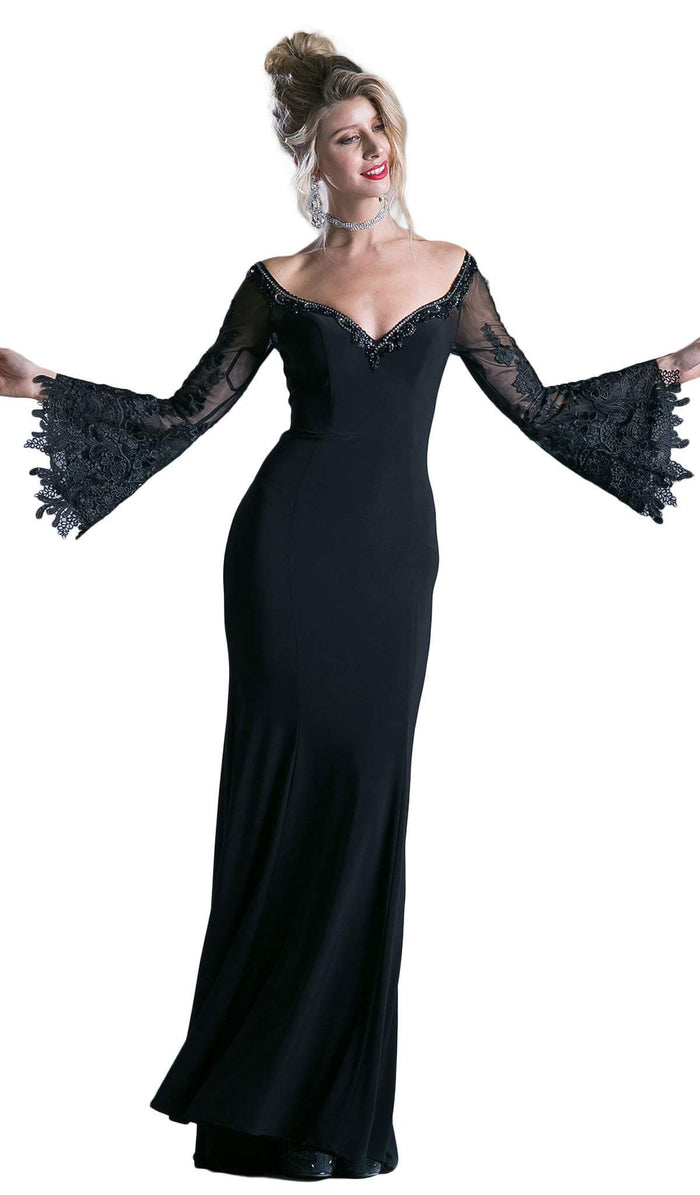 Embellished Lace Bell Sleeve Sheath Dress