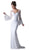 Cinderella Divine - Embellished Lace Bell Sleeve Sheath Dress in White