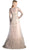 Long Sleeved Embroidered Evening Gown with Belt