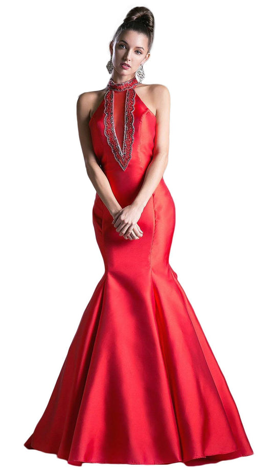 High Halter Fitted Mermaid Gown