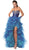 Bejeweled Strapless Ruffled High Low Evening Dress