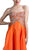 Cinderella Divine - 7643 Embellished Strapless Sweetheart Tiered A-line Evening Gown in Orange