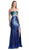 Sequined Fitted Evening Gown with Slit