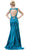 Cinderella Divine - Scoop Neck Embellished Asymmetric Evening Gown