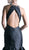 Cinderella Divine - Sleeveless Jeweled Halter Ruffled Mermaid Dress in Black