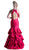 Cinderella Divine - Sleeveless Jeweled Halter Ruffled Mermaid Dress in Pink
