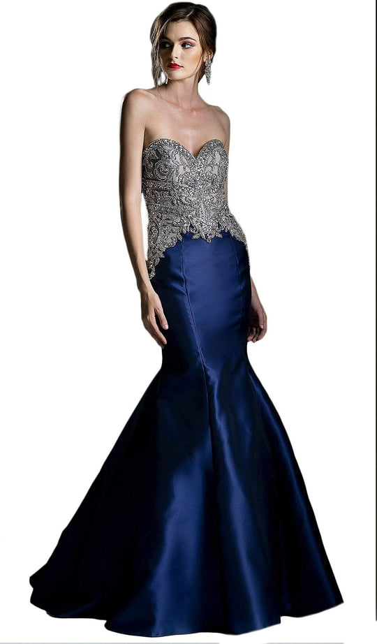 Embellished Strapless Mermaid Evening Gown
