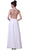 Cinderella Divine - Beaded Cap Sleeve A-line Chiffon Evening Gown