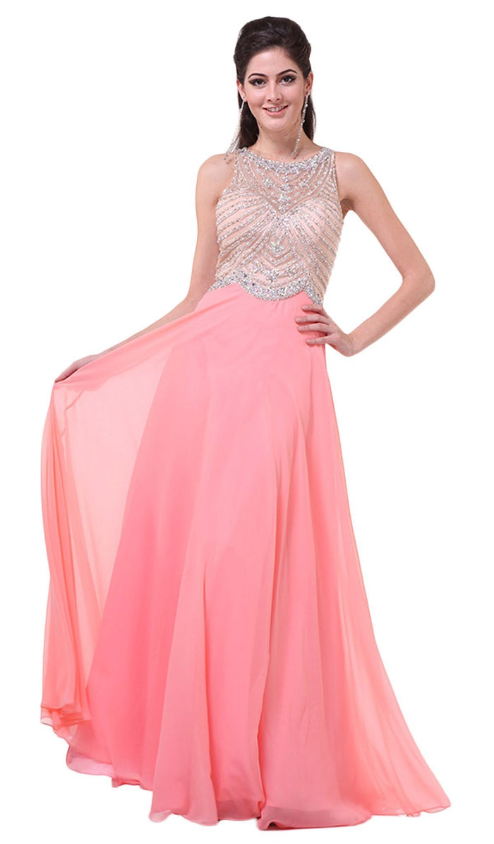 Crystal Embellished A-Line Evening Gown