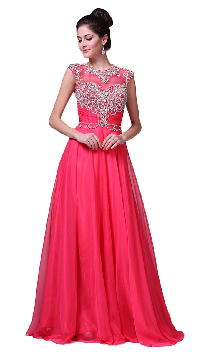 Crystal Embellished Ruched Evening Gown