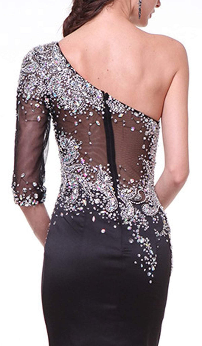 Sequined Asymmetric Neck Trumpet Dress