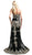 Cinderella Divine - Gold Applique Scalloped Neck Sheath Dress