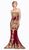 Cinderella Divine - Gold Applique Scalloped Neck Sheath Dress