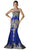 Cinderella Divine - Gold Applique Scalloped Neck Sheath Dress