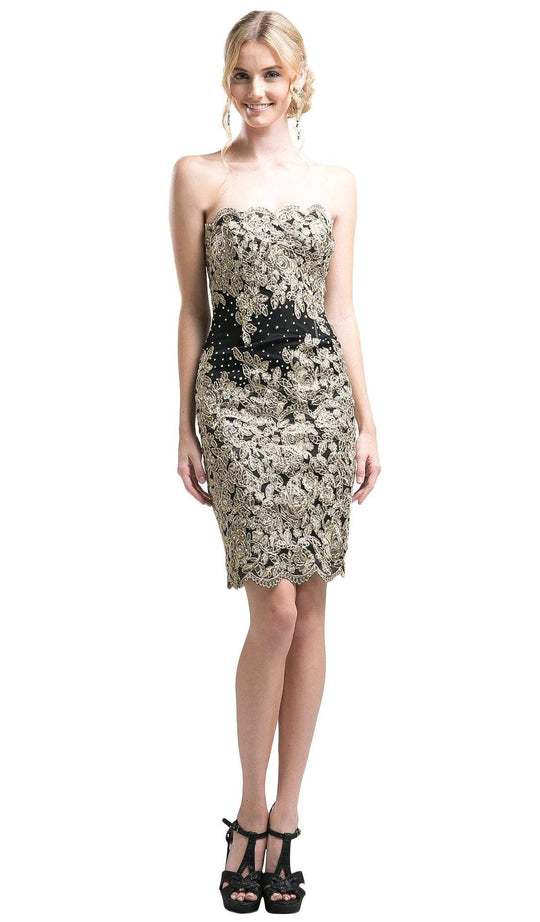 Rosette Applique Sheath Fitted Cocktail Dress