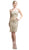 Cinderella Divine - Rosette Applique Sheath Fitted Cocktail Dress