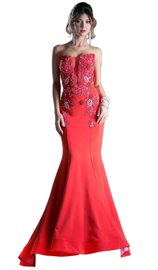 Strapless Embellished Mermaid Evening Gown