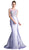 Cap Sleeve Appliqued Plunging Illusion Gown