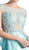 Cinderella Divine - Cap Sleeve Appliqued Plunging Illusion Gown in Green