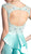 Cinderella Divine - Cap Sleeve Appliqued Plunging Illusion Gown in Green