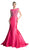 Cap Sleeve Appliqued Plunging Illusion Gown