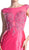 Cinderella Divine - Cap Sleeve Appliqued Plunging Illusion Gown in Pink