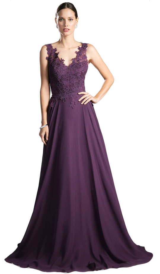 Beaded Lace V-neck A-line Dress