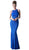 Cinderella Divine - Sleeveless Lace Illusion Halter Sheath Dress