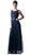 Cinderella Divine - Sequined Lace Bateau Pleated A-line Dress