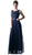 Sequined Lace Bateau Pleated A-line Dress
