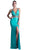 Cinderella Divine - Strappy Plunging V-Neck Slit Evening Dress