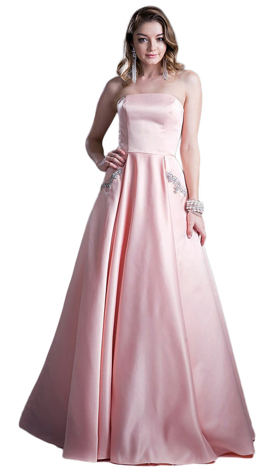 Embellished Strapless A-line Evening Dress