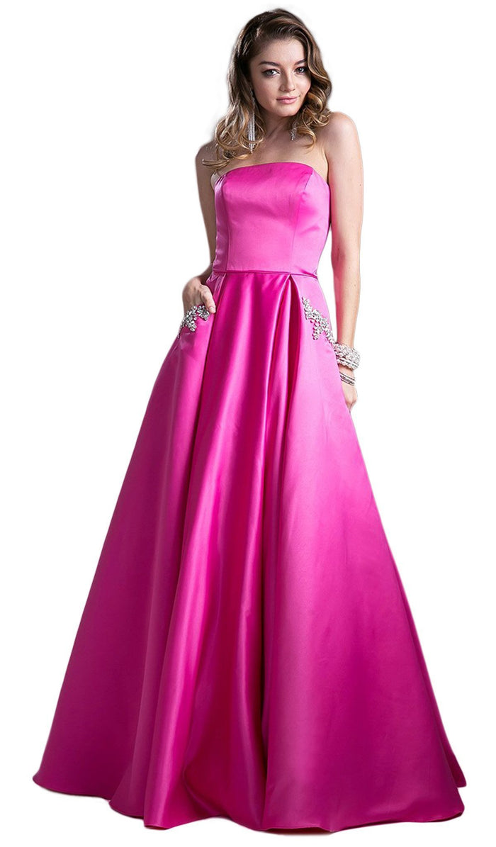 Embellished Strapless A-line Evening Dress