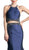 Cinderella Divine - Halter Neck Beaded Two-Piece Mermaid Evening Gown