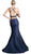 Cinderella Divine - Halter Neck Beaded Two-Piece Mermaid Evening Gown