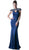 Cinderella Divine - High Neck Beaded Back Sheath Evening Gown