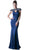 High Neck Beaded Back Sheath Evening Gown