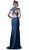 High Neck Beaded Back Sheath Evening Gown
