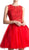 Cinderella Divine - Sleeveless Lace Bodice Tulle A-Line Cocktail Dress