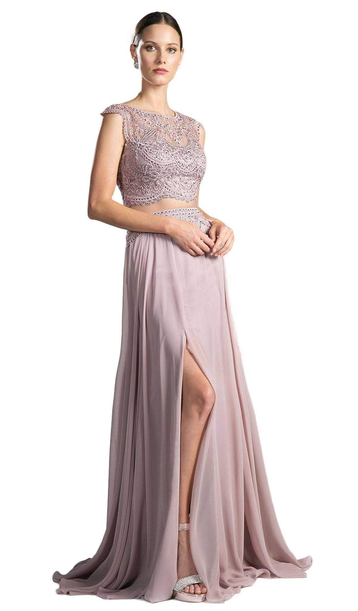 Embellished Illusion Bateau A-line Dress