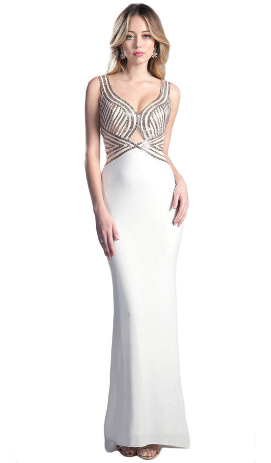 Cinderella Divine - Sleeveless Beaded Form-Fitting Evening Gown