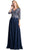 Cinderella Divine - Beaded Lace V-neck Chiffon A-line Evening Dress