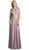 Cinderella Divine - Beaded Lace V-neck Chiffon A-line Evening Dress