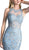 Beaded Sheer Tiered Mermaid Evening Dress