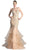 Beaded Sheer Tiered Mermaid Evening Dress