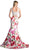 Two Piece Lace Floral Mermaid Evening Dress